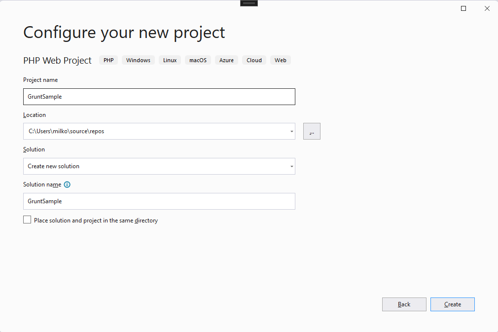 Configure PHP project