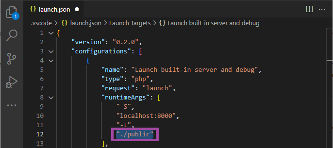 launch.json for Laravel