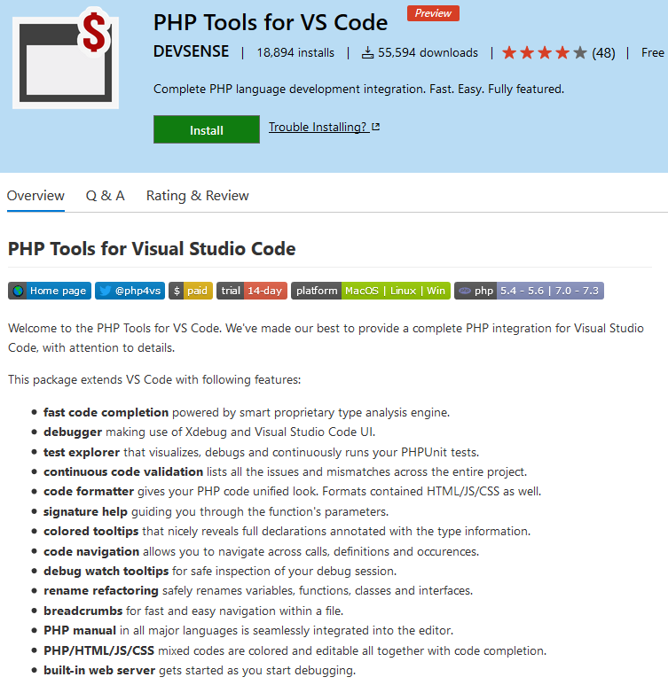 PHP Tools for VS Code