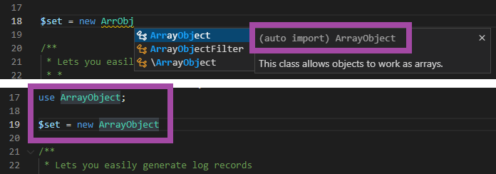 php auto-import label